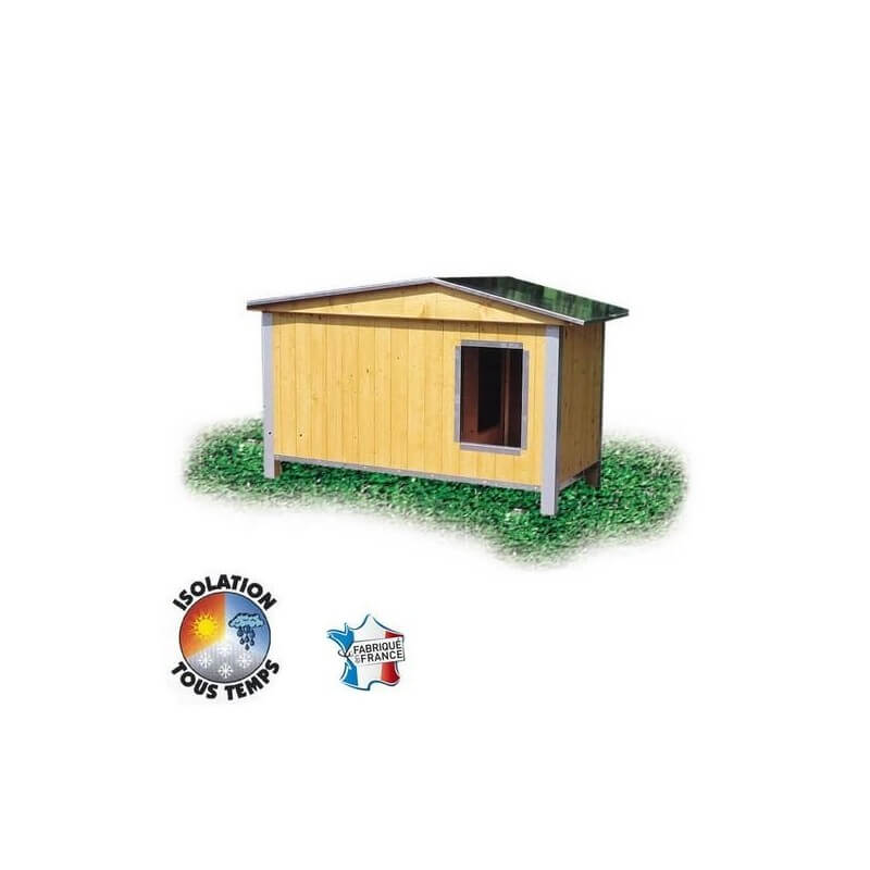 Niche bois CONFORT toit double pan pour chien