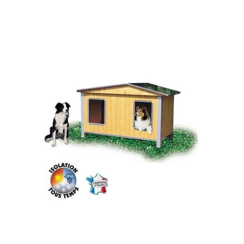 Niche bois CONFORT Duo double pan pour chien