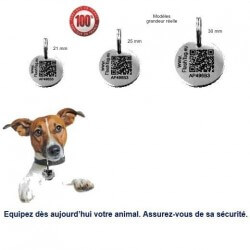 Médaille intelligente identifiée par QR Code pour chien ou chat