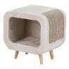 Abri douillet pour chat avec pieds en bois et griffoir